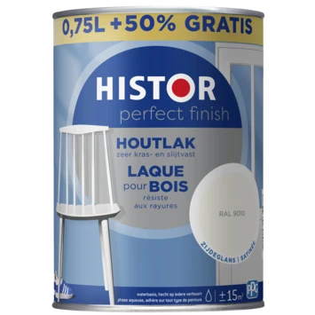 Histor Perfect Finish Houtlak RAL 9010 Zijdeglans 750 Ml + 50% Gratis 4 Histor Perfect Finish Houtlak RAL 9010 Zijdeglans 750 Ml + 50% Gratis - Afbeelding 2