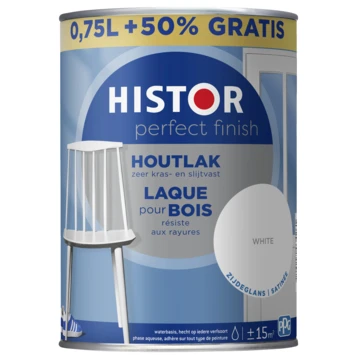 Histor Perfect Finish Houtlak Wit Zijdeglans 750 Ml + 50% Gratis 4 Histor Perfect Finish Houtlak Wit Zijdeglans 750 Ml + 50% Gratis - Afbeelding 2
