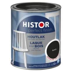 Histor Perfect Finish Houtlak RAL 9005 Zwart Hoogglans 750 Ml -Muurverf Voor Thuis 123 1215