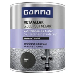GAMMA Metaallak Hamerslag 750 Ml Zwart -Muurverf Voor Thuis 123 122