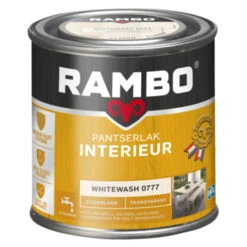 Rambo Pantserlak Interieur Transparant Zijdeglans Whitewash 250 Ml -Muurverf Voor Thuis 123 1408