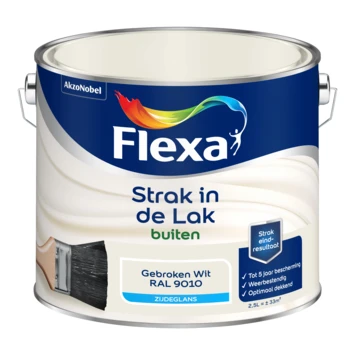 Flexa Strak In De Lak Voor Buiten RAL 9010 Gebroken Wit Zijdeglans 2,5 Liter 4 Flexa Strak In De Lak Voor Buiten RAL 9010 Gebroken Wit Zijdeglans 2,5 Liter - Afbeelding 2