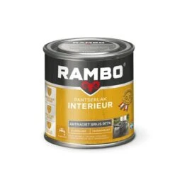 Rambo Pantserlak Interieur Transparant Zijdeglans Antraciet Grijs 250 Ml -Muurverf Voor Thuis 123 165