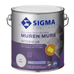 Sigma Muurverf Reinigbaar Mat Wit 2,5 Liter
