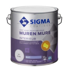 Sigma Muurverf Reinigbaar Mat Wit 2,5 Liter -Muurverf Voor Thuis 123 2356