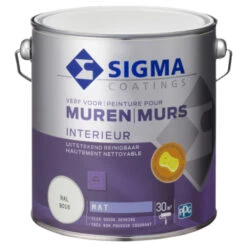 Sigma Muurverf Reinigbaar Mat RAL 9016 2,5 Liter -Muurverf Voor Thuis 123 2451