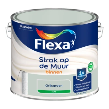 Flexa Strak Op De Muur Grijsgroen mat 2,5 Liter 4 Flexa Strak Op De Muur Grijsgroen mat 2,5 Liter - Afbeelding 2