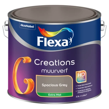 Flexa Creations Muurverf Spacious Grey Extra Mat 2,5 Liter 4 Flexa Creations Muurverf Spacious Grey Extra Mat 2,5 Liter - Afbeelding 2