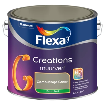 Flexa Creations Muurverf Camouflage Green Extra Mat 2,5 Liter 4 Flexa Creations Muurverf Camouflage Green Extra Mat 2,5 Liter - Afbeelding 2