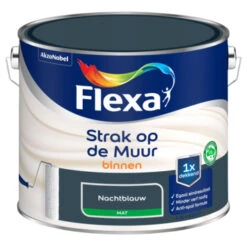 Flexa Strak Op De Muur Nachtblauw Mat 2,5 Liter -Muurverf Voor Thuis 123 2750