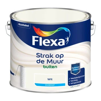 Flexa Strak Op De Muur Buiten Wit Zijdemat 2,5 Liter 4 Flexa Strak Op De Muur Buiten Wit Zijdemat 2,5 Liter - Afbeelding 2