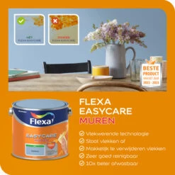 Flexa EasyCare Muurverf Grijsblauw Mat 2,5 Liter -Muurverf Voor Thuis 123 2924