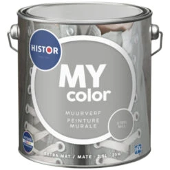 Histor My Color Muurverf Extra Mat Steel Mill 2,5 Liter -Muurverf Voor Thuis 123 2943