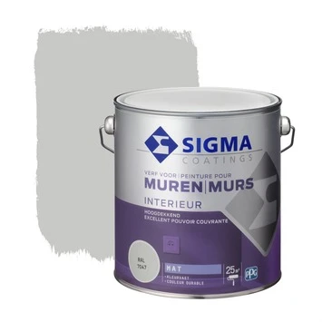 Sigma Hoogdekkende Muurverf RAL 7047 2,5 Liter 3 Sigma Hoogdekkende Muurverf RAL 7047 2,5 Liter