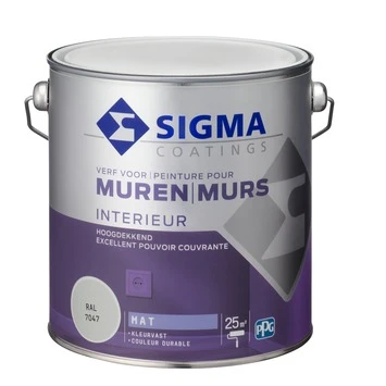 Sigma Hoogdekkende Muurverf RAL 7047 2,5 Liter 5 Sigma Hoogdekkende Muurverf RAL 7047 2,5 Liter - Afbeelding 3
