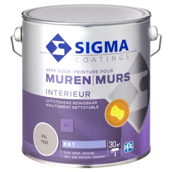 Sigma Muurverf Reinigbaar Mat RAL 7032 2,5 Liter 5 Sigma Muurverf Reinigbaar Mat RAL 7032 2,5 Liter - Afbeelding 3