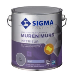 Sigma Muurverf Reinigbaar Mat RAL 7045 2,5 Liter 8 Sigma Muurverf Reinigbaar Mat RAL 7045 2,5 Liter -Muurverf Voor Thuis 123 3110
