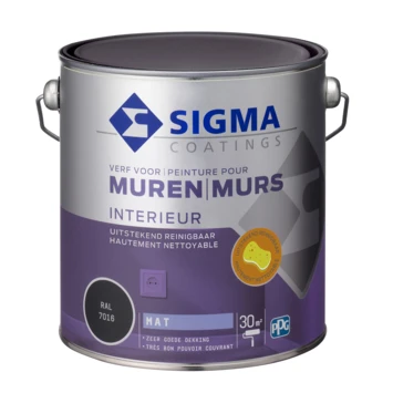 Sigma Muurverf Reinigbaar Mat RAL 7016 2,5 Liter 4 Sigma Muurverf Reinigbaar Mat RAL 7016 2,5 Liter - Afbeelding 2