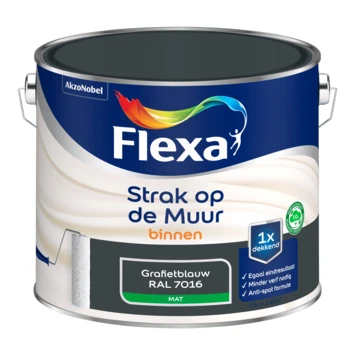Flexa Strak Op De Muur Grafietblauw/RAL7016 mat 2,5 Liter 4 Flexa Strak Op De Muur Grafietblauw/RAL7016 mat 2,5 Liter - Afbeelding 2
