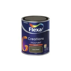 Flexa Creations Muurverf Dark Steel Metallic 1 Liter -Muurverf Voor Thuis 123 3423