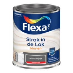 Flexa Strak In De Lak Voor Binnen Antraciet Grijs Hoogglans 750 Ml -Muurverf Voor Thuis 123 346