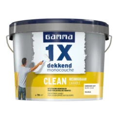 GAMMA Muurverf 1x Dekkend Clean RAL 9010 Gebroken Wit 10 Liter