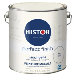 Histor Perfect Finish Muurverf Mat Ral 9010 2,5 Liter -Muurverf Voor Thuis 123 3649