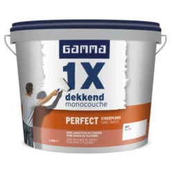 GAMMA Muur- En Plafondverf 1x Dekkend Perfect Streeploos Wit 5 Liter