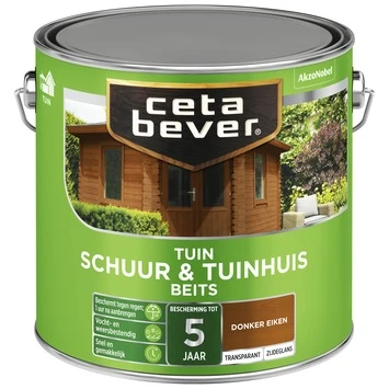 CetaBever Tuinbeits Schuur & Tuinhuis Transparant Donker Eiken Zijdeglans 2,5 L 4 CetaBever Tuinbeits Schuur & Tuinhuis Transparant Donker Eiken Zijdeglans 2,5 L - Afbeelding 2