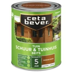 CetaBever Tuinbeits Schuur & Tuinhuis Transparant Donker Eiken Zijdeglans 750 Ml -Muurverf Voor Thuis 123 3936