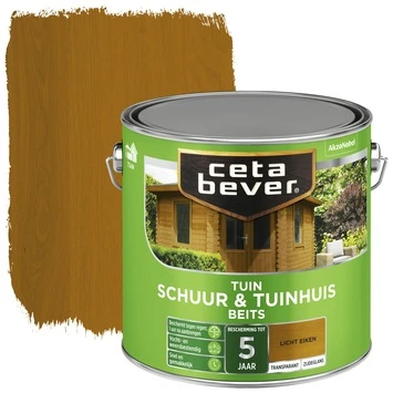 CetaBever Tuinbeits Schuur & Tuinhuis Transparant Licht Eiken Zijdeglans 2,5 L 3 CetaBever Tuinbeits Schuur & Tuinhuis Transparant Licht Eiken Zijdeglans 2,5 L