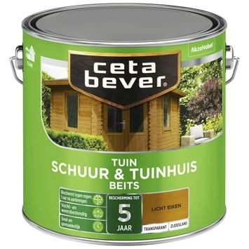 CetaBever Tuinbeits Schuur & Tuinhuis Transparant Licht Eiken Zijdeglans 2,5 L 4 CetaBever Tuinbeits Schuur & Tuinhuis Transparant Licht Eiken Zijdeglans 2,5 L - Afbeelding 2