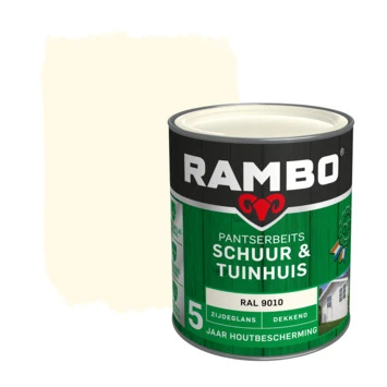 Rambo Pantserbeits Schuur & Tuinhuis Dekkend RAL 9010 Zijdeglans 750 Ml 3 Rambo Pantserbeits Schuur & Tuinhuis Dekkend RAL 9010 Zijdeglans 750 Ml