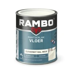 Rambo Pantserlak Vloer Acryl Dekkend Zijdeglans Zuiverwit 750 Ml -Muurverf Voor Thuis 123 411