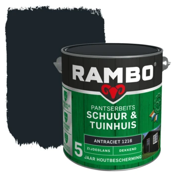 Rambo Pantserbeits Schuur & Tuinhuis Dekkend Antraciet Zijdeglans 2,5 Liter 3 Rambo Pantserbeits Schuur & Tuinhuis Dekkend Antraciet Zijdeglans 2,5 Liter