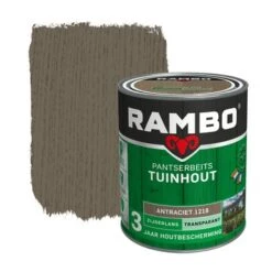 Rambo Pantserbeits Tuinhout Transparant Antraciet Zijdeglans 750 Ml