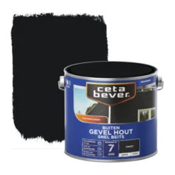 CetaBever Snelbeits Gevel Hout Dekkend Zwart Zijdemat 2,5 L