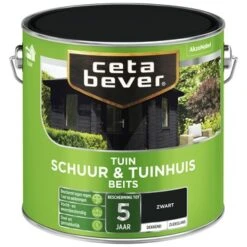 CetaBever Tuinbeits Schuur & Tuinhuis Dekkend Zwart Zijdeglans 2,5 L -Muurverf Voor Thuis 123 4577