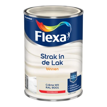 Flexa Strak In De Lak Voor Binnen Ral 9001 Crèmewit Hoogglans 1,25 Liter 4 Flexa Strak In De Lak Voor Binnen Ral 9001 Crèmewit Hoogglans 1,25 Liter - Afbeelding 2