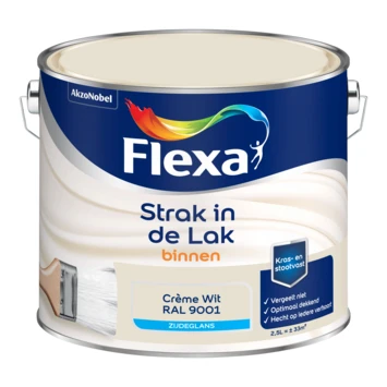 Flexa Strak In De Lak Voor Binnen Ral 9001 Crèmewit Zijdeglans 2,5 Liter 4 Flexa Strak In De Lak Voor Binnen Ral 9001 Crèmewit Zijdeglans 2,5 Liter - Afbeelding 2